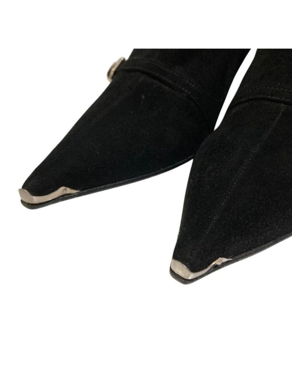 Prada Pointed Toe Suede Short Boots Black - Picture 2 of 14